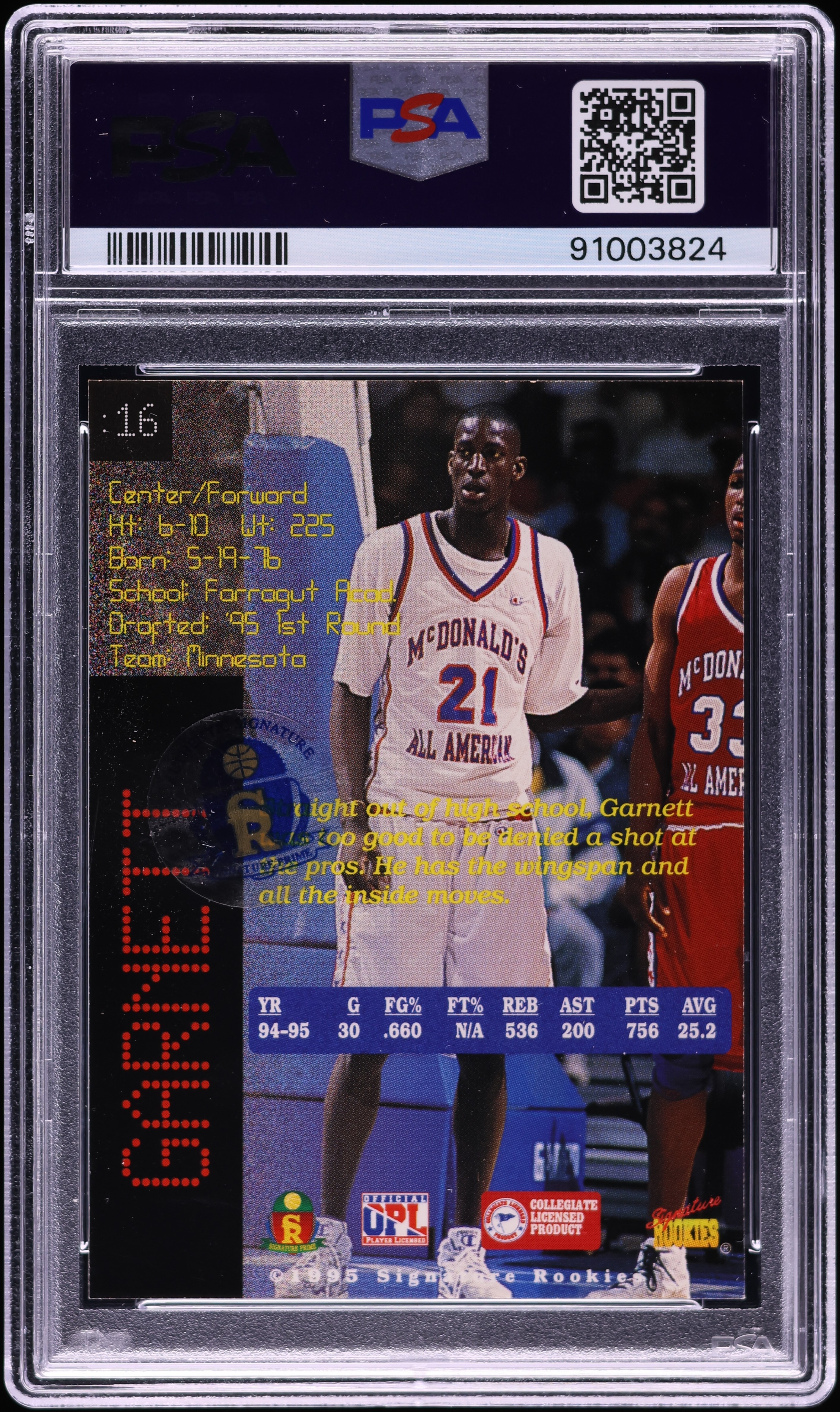 その他 KEVIN GARNETT auto psa9 1995 Signature Rookies Prime Kevin Garnett ROOKIE AUTO DNA 10 #16
