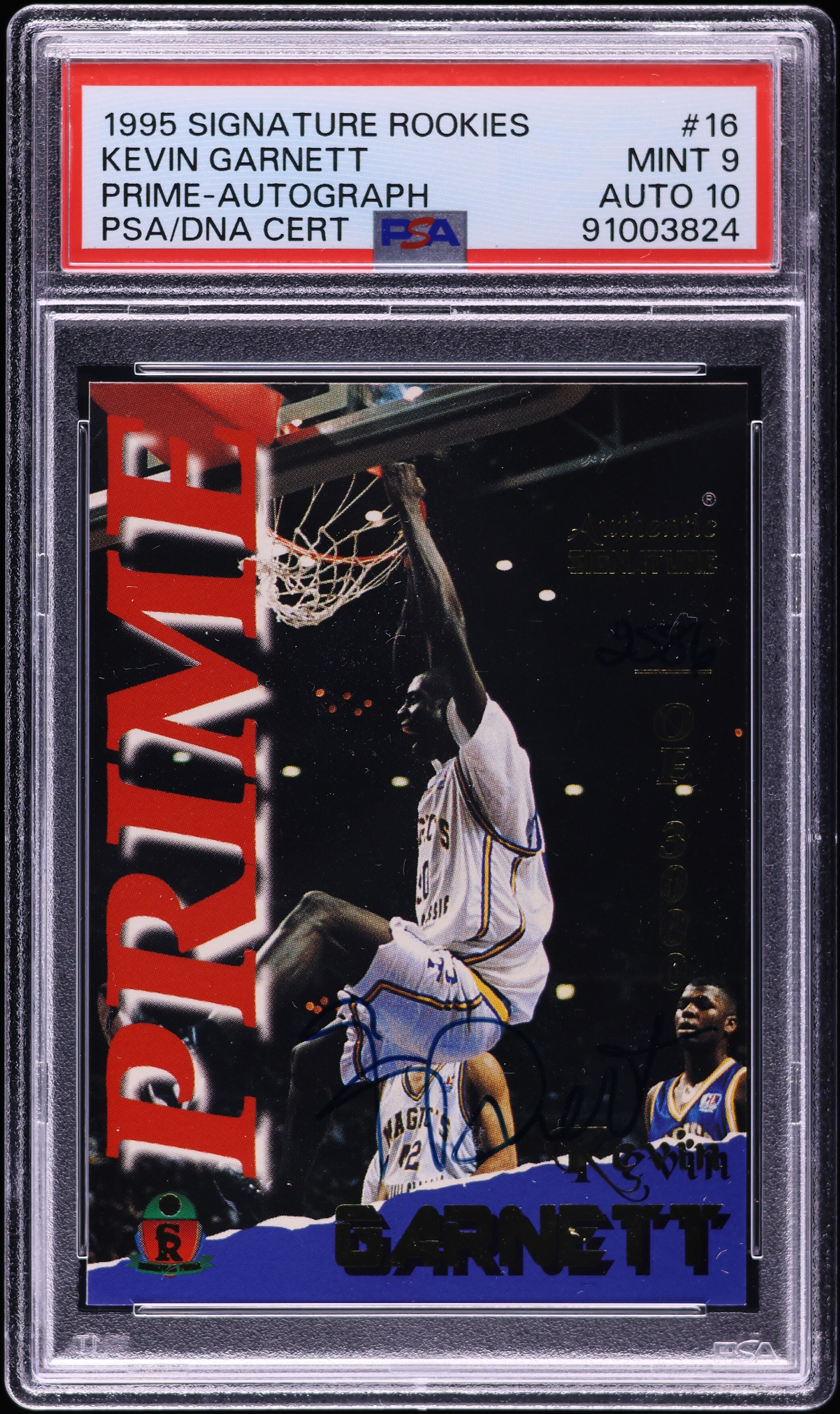 1995 Signature Rookies Prime Kevin Garnett ROOKIE AUTO DNA 10 #16
