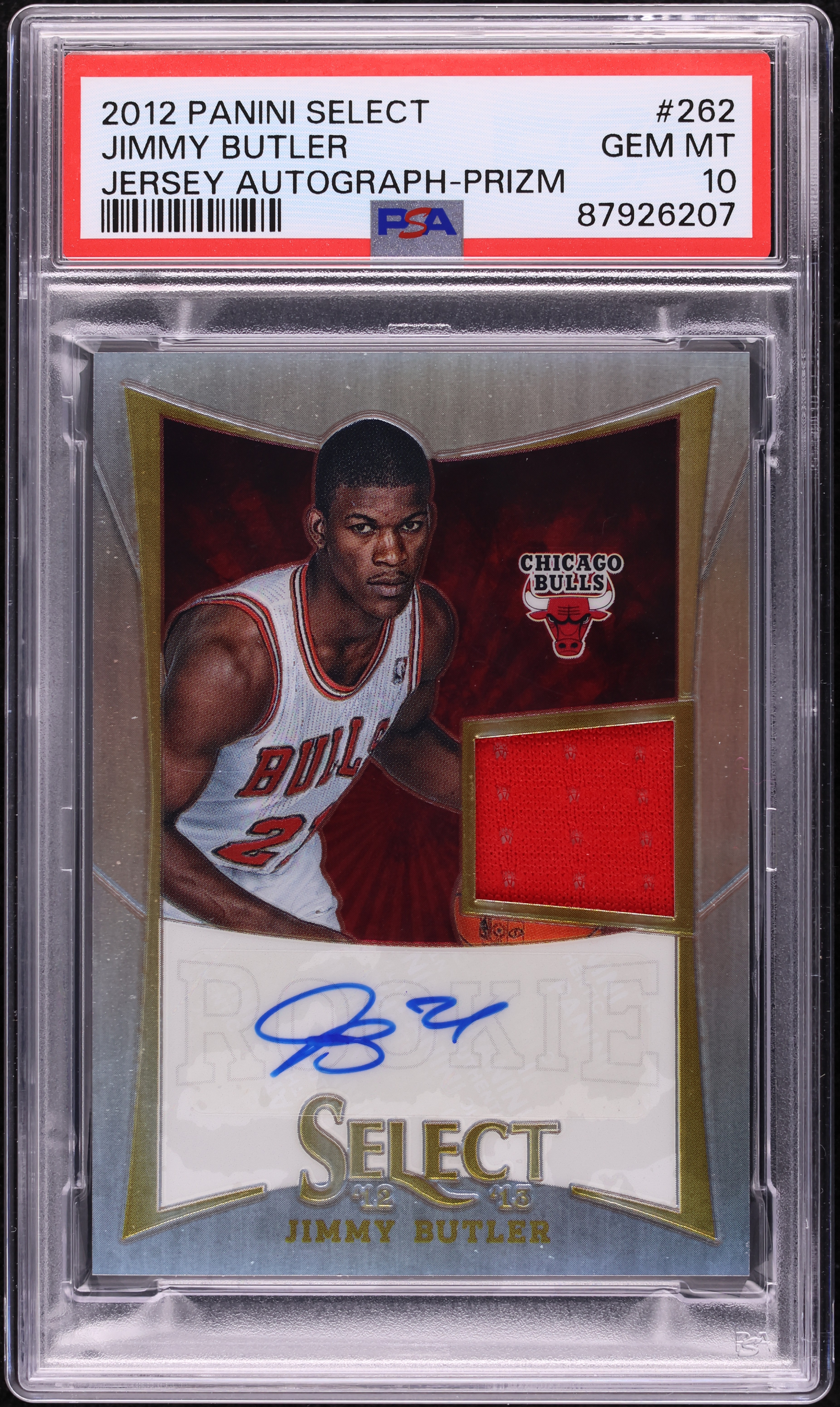 2012 Select Prizm Jimmy Butler ROOKIE PATCH AUTO /199 #262 PSA 10