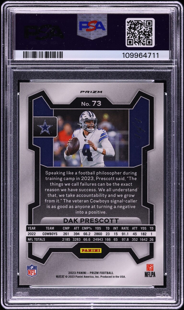 2023 Panini Prizm Black Finite Dak Prescott 1/1 #73 PSA 9 MINT