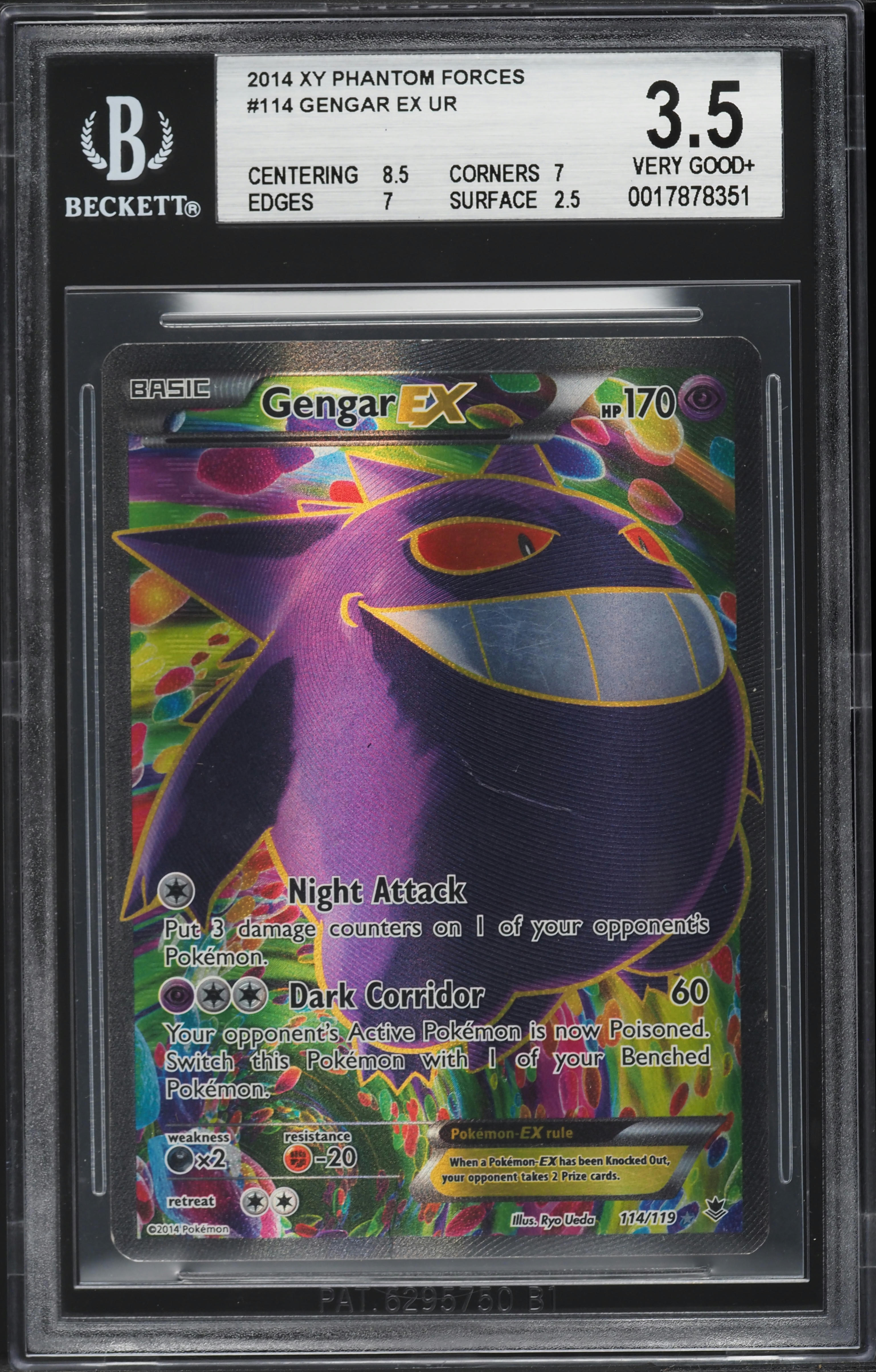 2014 Pokemon XY Phantom Forces Full Art Gengar EX #114 BGS 3.5 VG+ on  Fanatics Collect