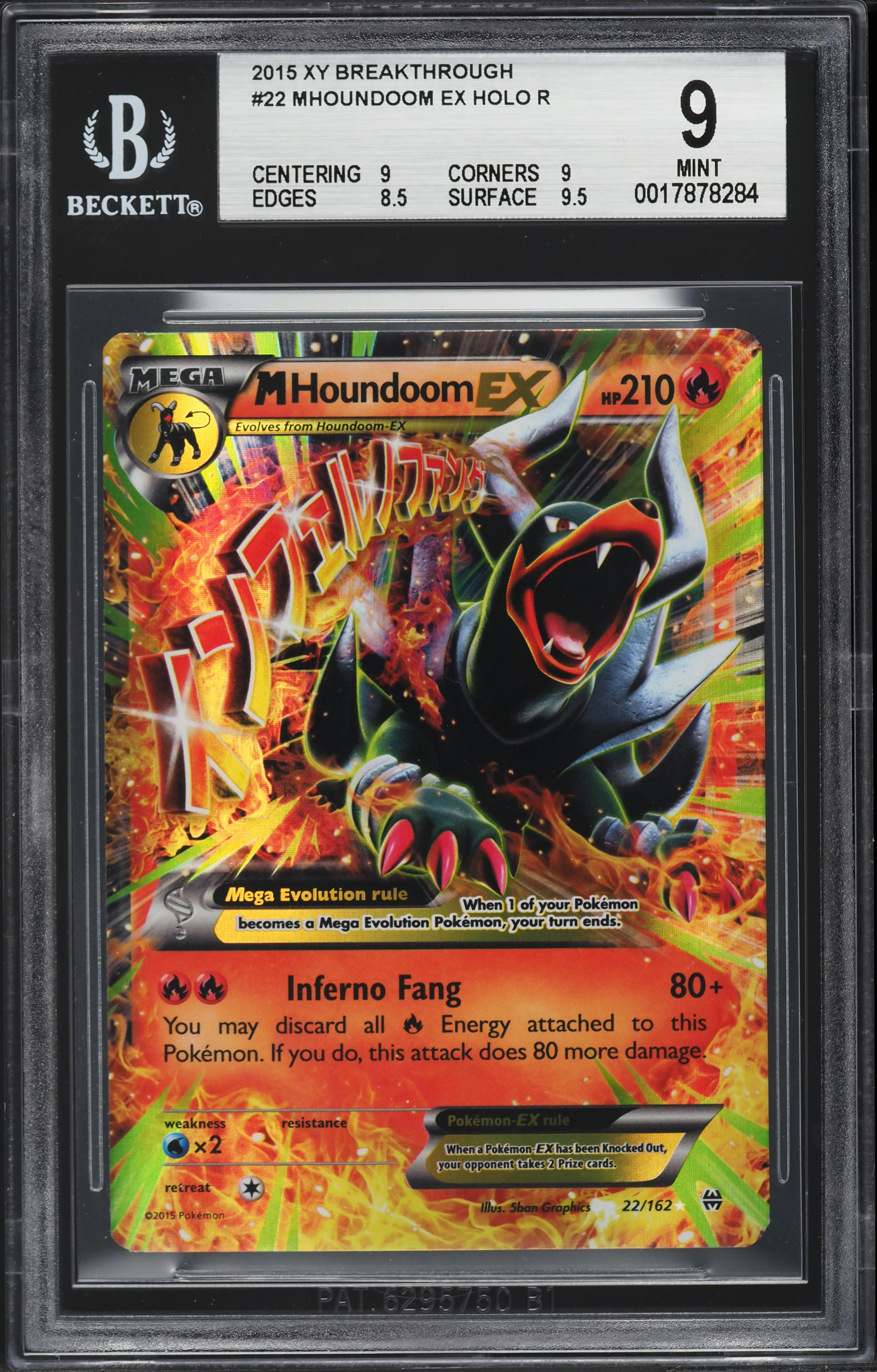2015 Pokemon XY BREAKthrough Holo M Houndoom EX #22 BGS 9 MINT on