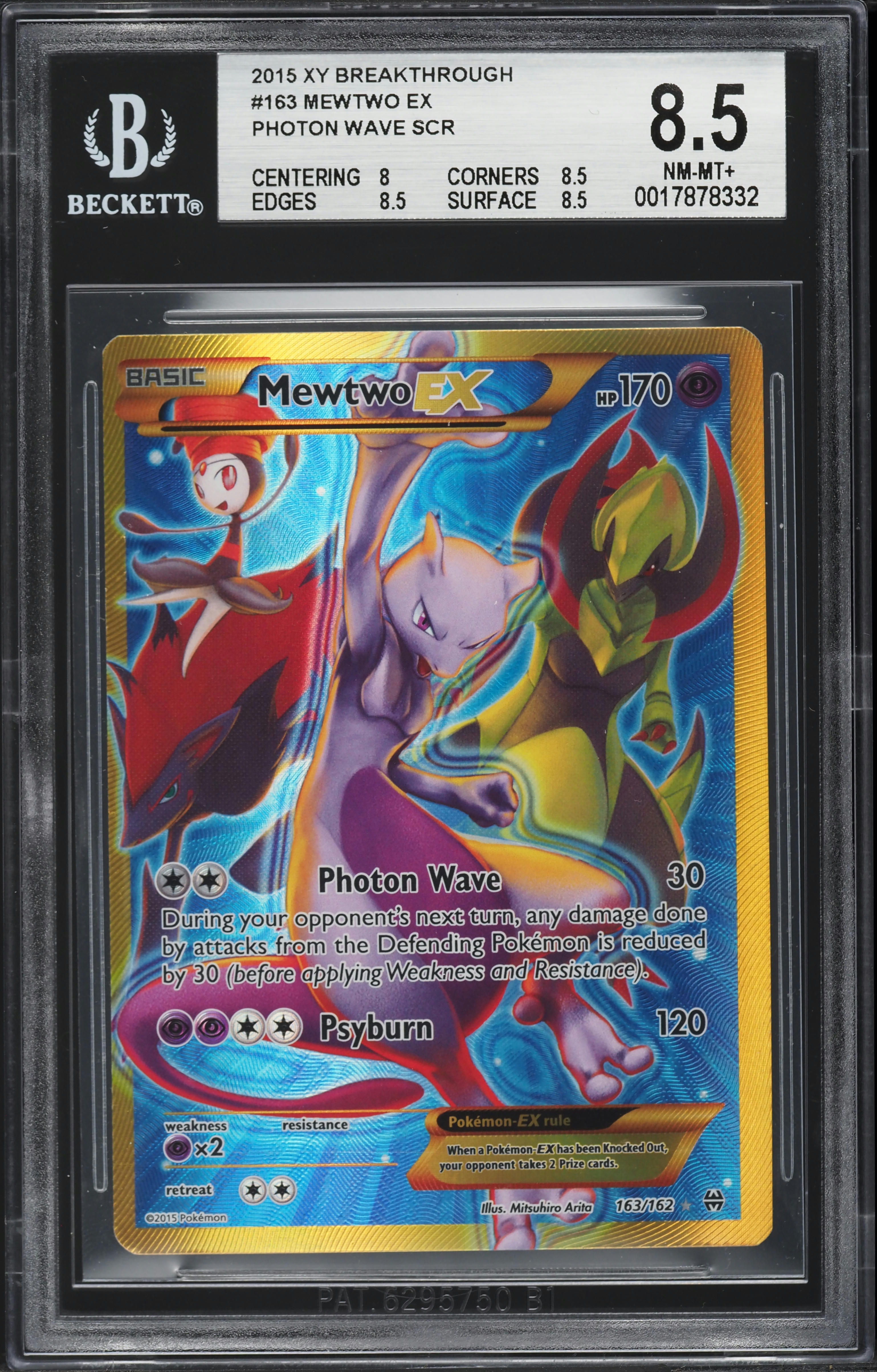 2015 Pokemon XY BREAKthrough Full Art Mewtwo EX #163 BGS 8.5 NM