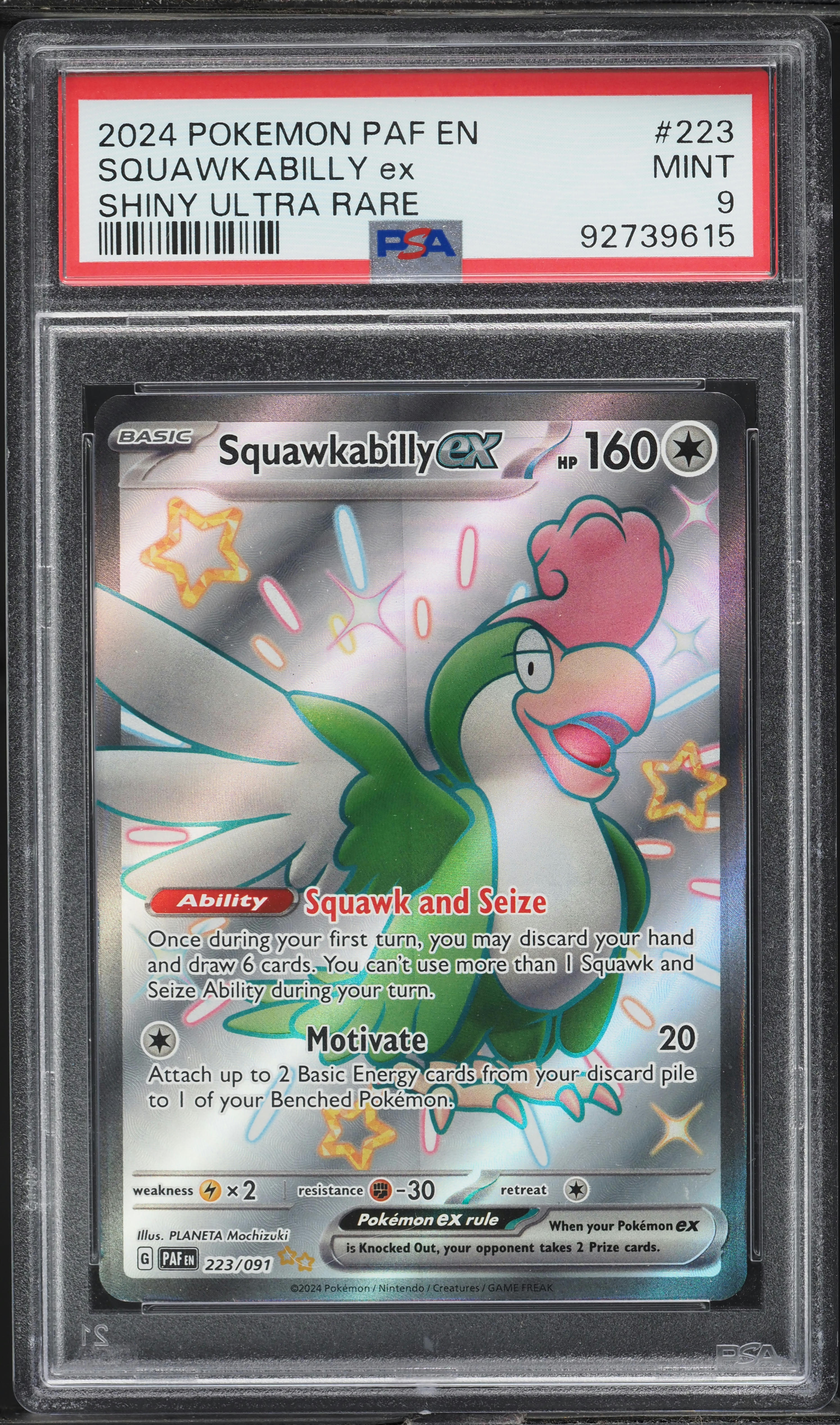 Pokemon Paldean Fates Shiny Ultra Rare Squawkabilly ex #223 Pokemon Paldean Fates Shiny Ultra Rare Squawkabilly ex #223