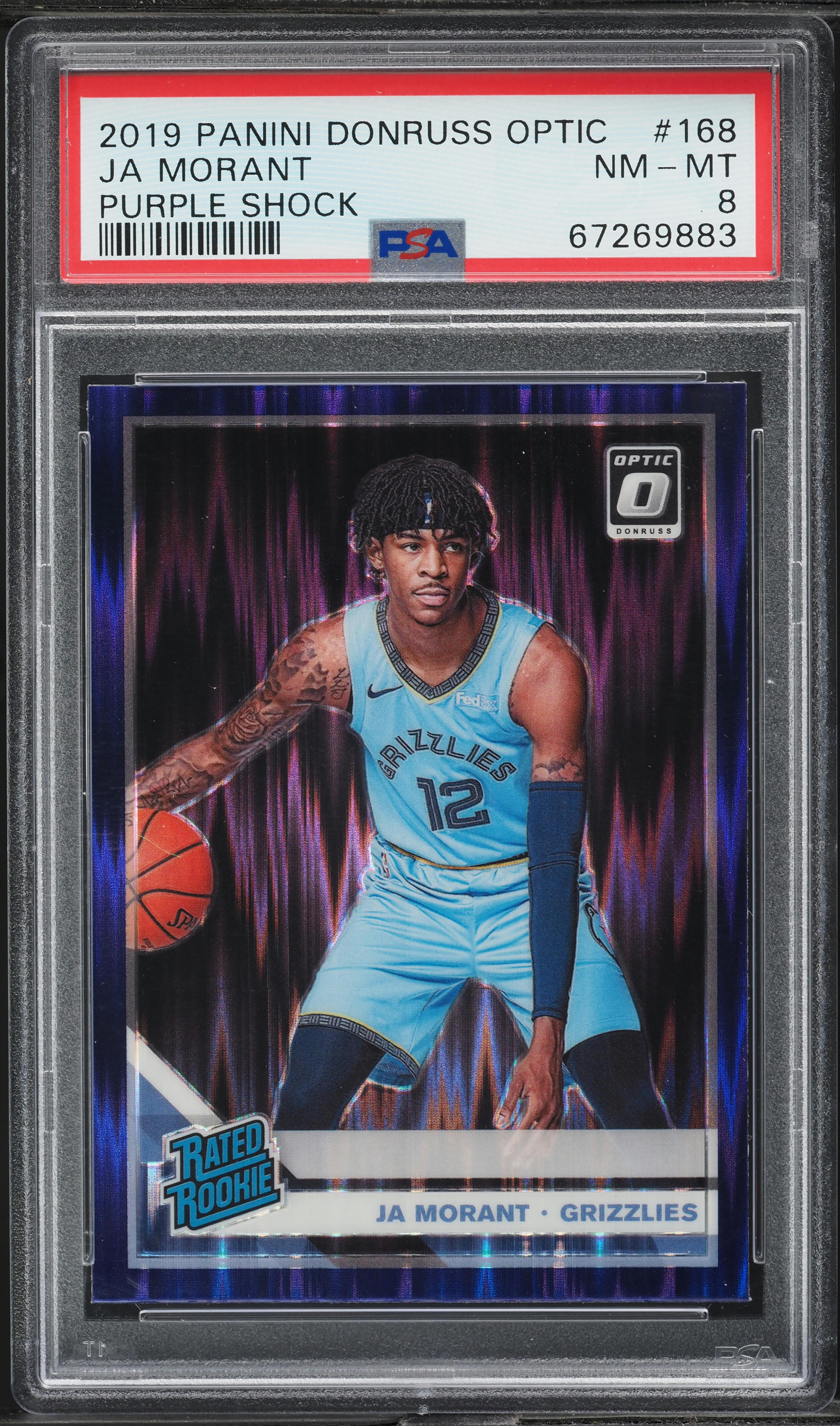 2019 Donruss Optic Purple Shock Ja Morant ROOKIE #168 PSA 8 NM-MT 