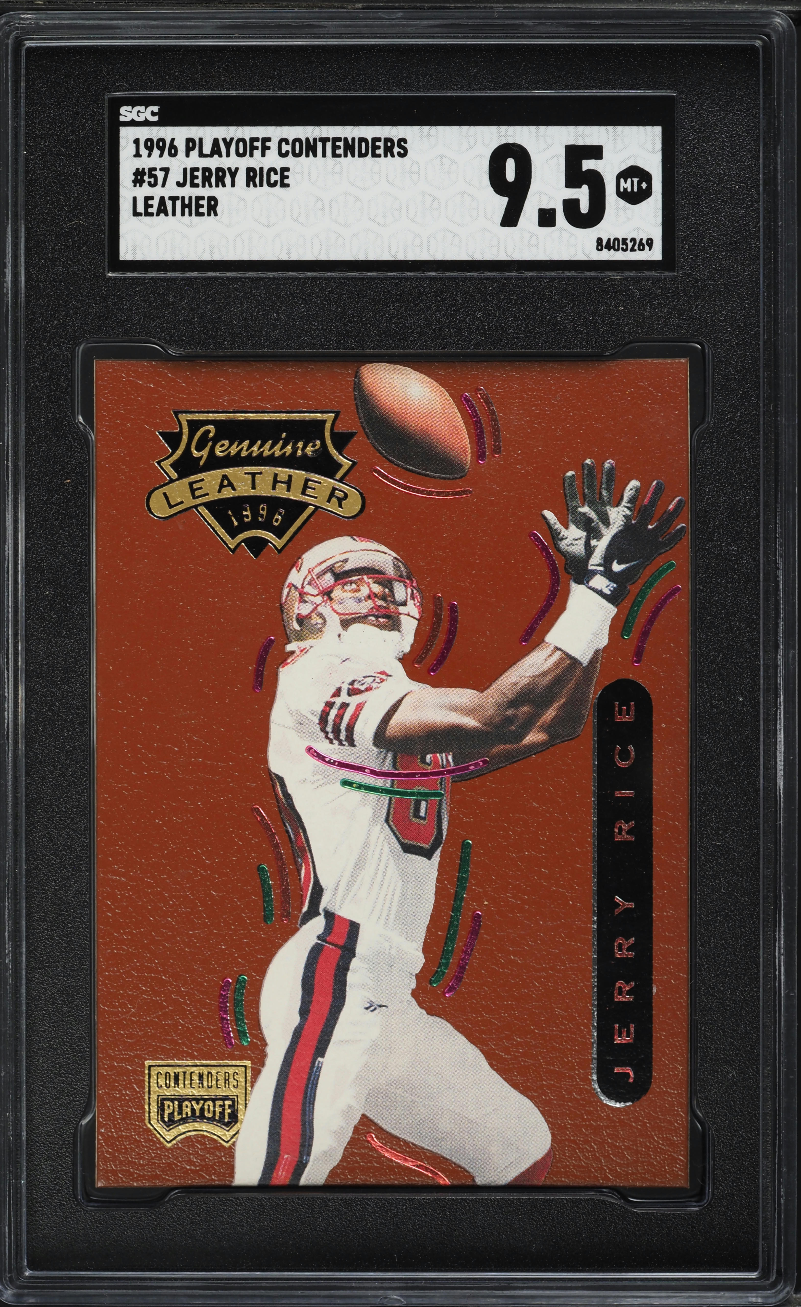 1996 Playoff Contenders Leather Jerry Rice #57 SGC 9.5 MINT+ on
