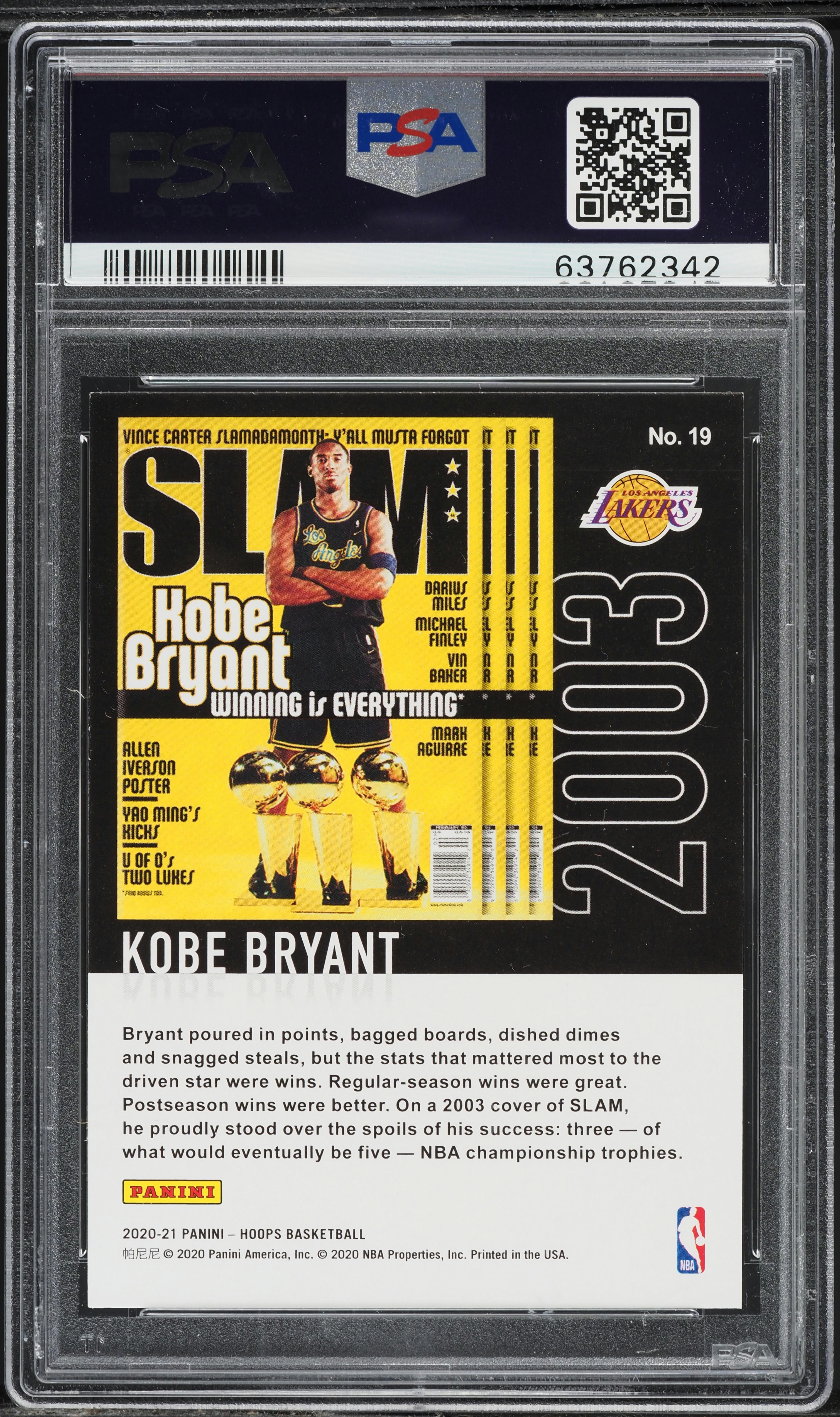 2020 Panini Hoops Slam Purple Explosion Kobe Bryant #19 PSA 10 GEM