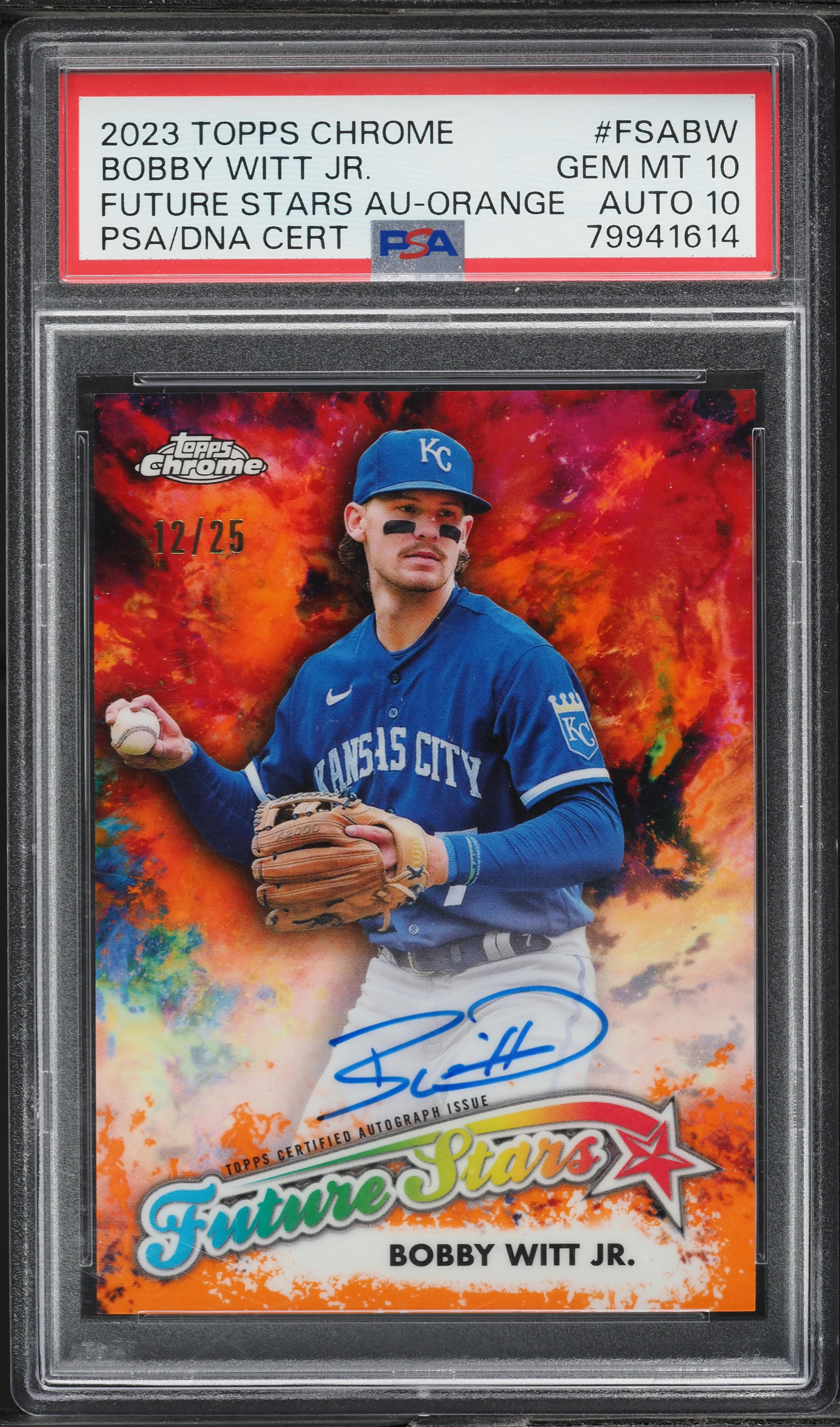その他 MLB Bobby Witt Jr. PSA10 2023 Topps Chrome Future Stars Orange Bobby Witt Jr. AUTO DNA 10