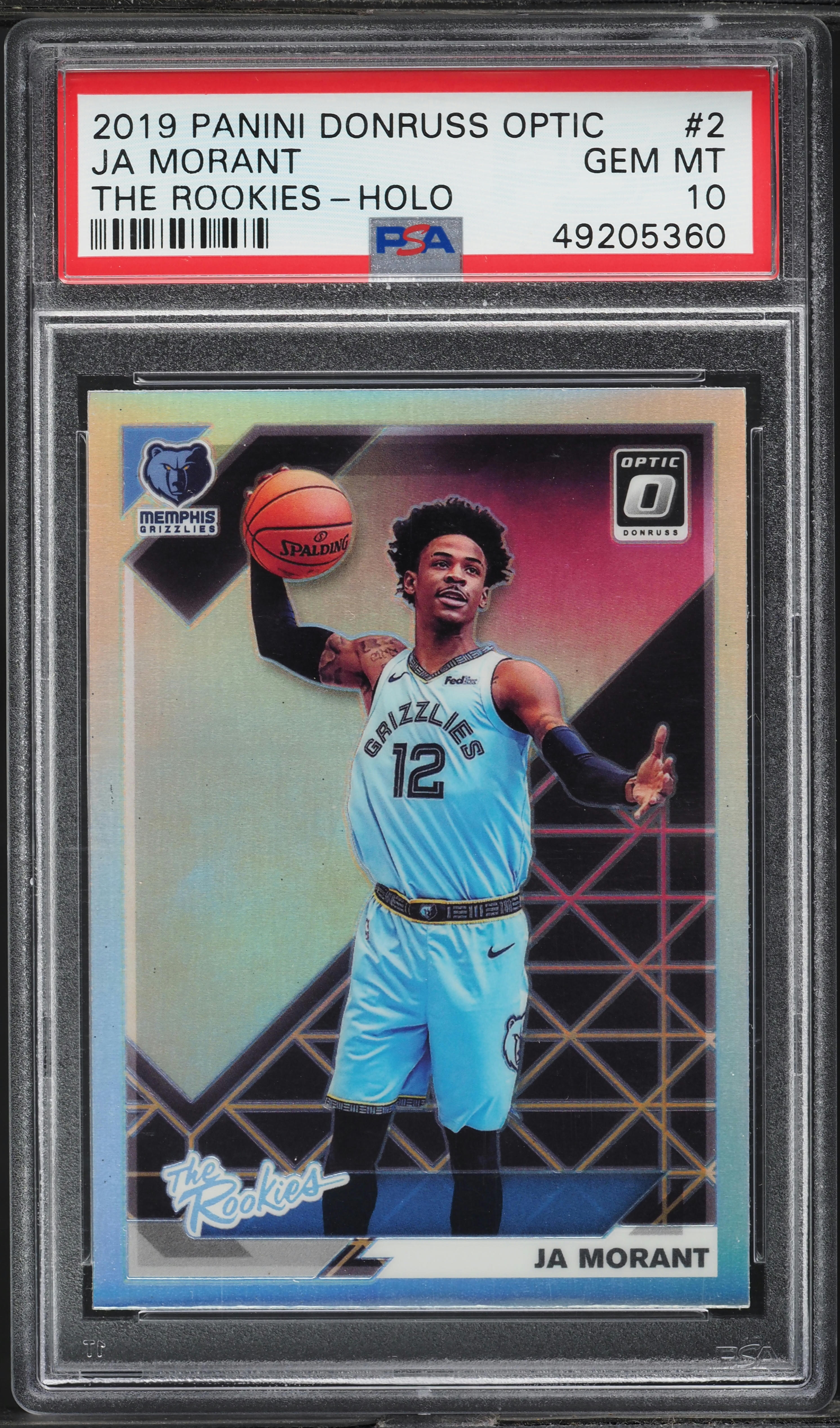 2019 Donruss Optic The Rookies Holo Ja Morant ROOKIE #2 PSA 10 GEM