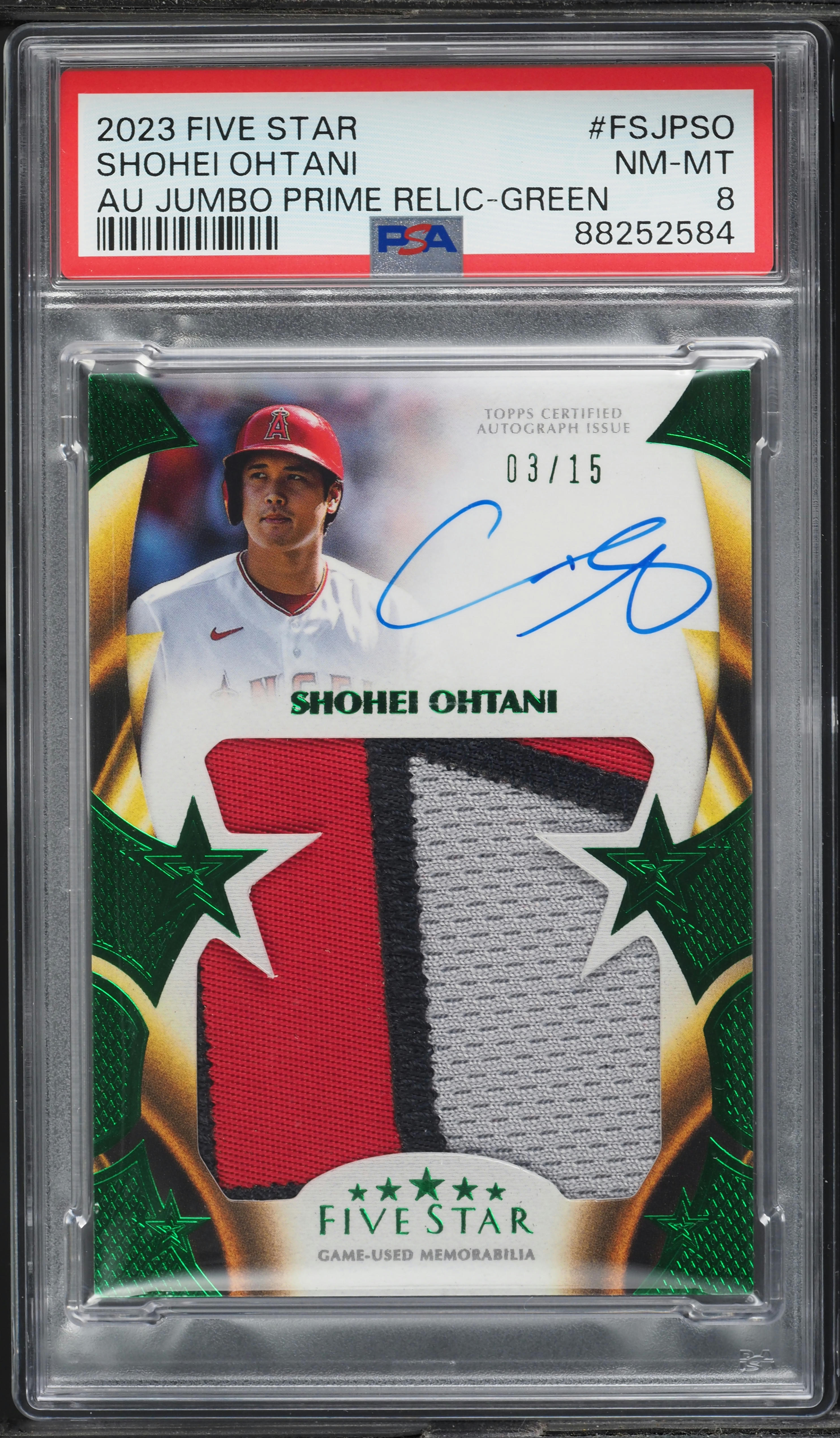 2023 Topps Five Star Jumbo Prime Green Shohei Ohtani PATCH AUTO