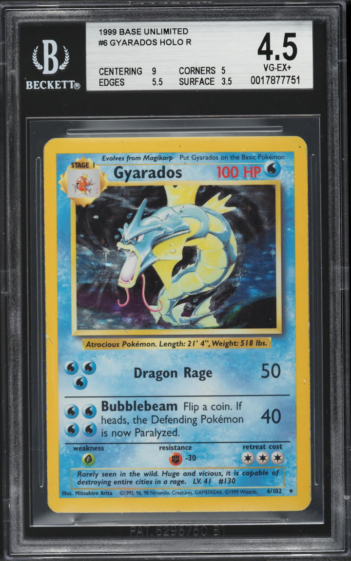 1999 Pokemon Base Set Holo Gyarados #6 BGS 4.5 VGEX+