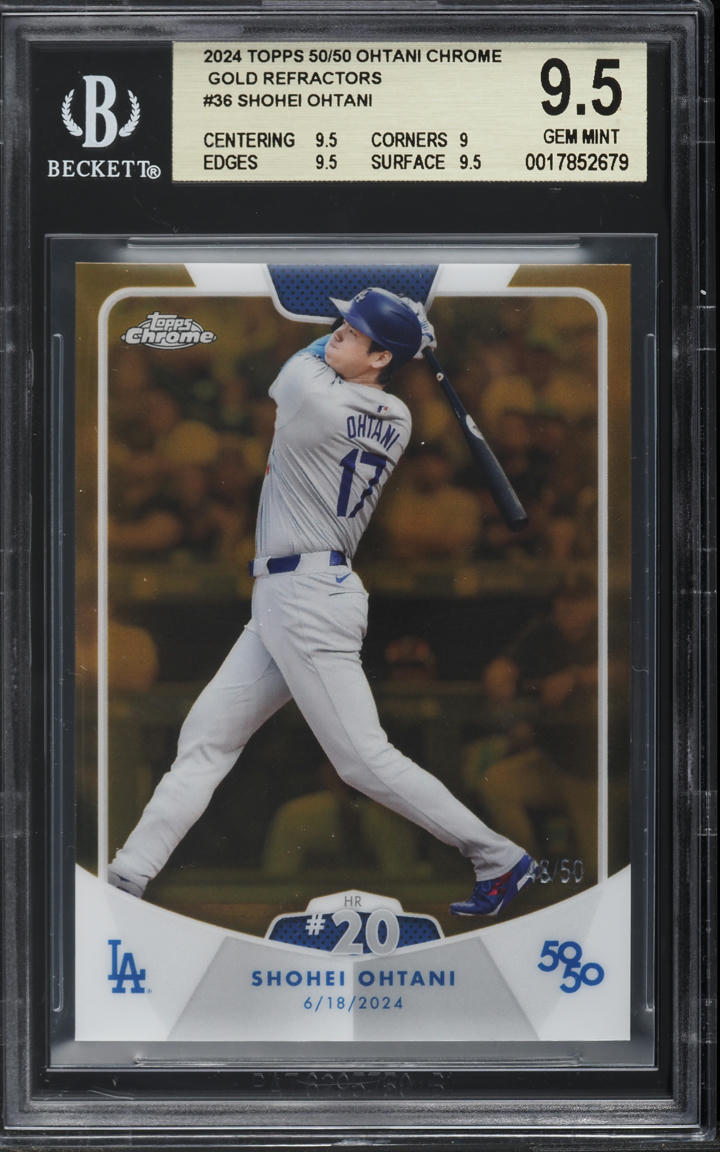 2024 Topps 50/50 Ohtani Chrome Gold Refractors Shohei Ohtani /50 #36 BGS 9.5 GEM
