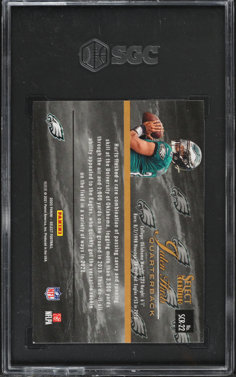 2020 Select Certified Rookies Jalen Hurts ROOKIE #SCR-22 SGC 9 MINT