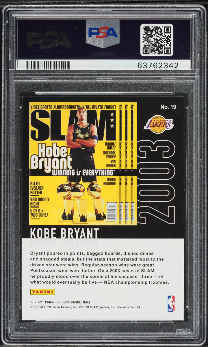 2020 Panini Hoops Slam Purple Explosion Kobe Bryant #19 PSA 10 GEM