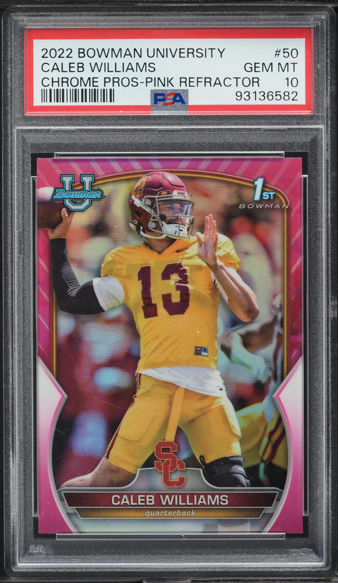 2022 Bowman Chrome University Pink Refractor Caleb Williams #50 PSA 10 GEM MINT