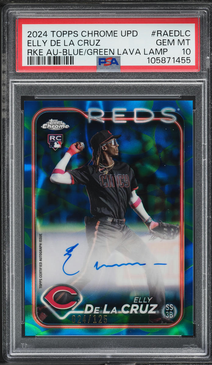 2024 Topps Chrome Update Blue Green Lava Elly De La Cruz RC AUTO /125 PSA 10 GEM