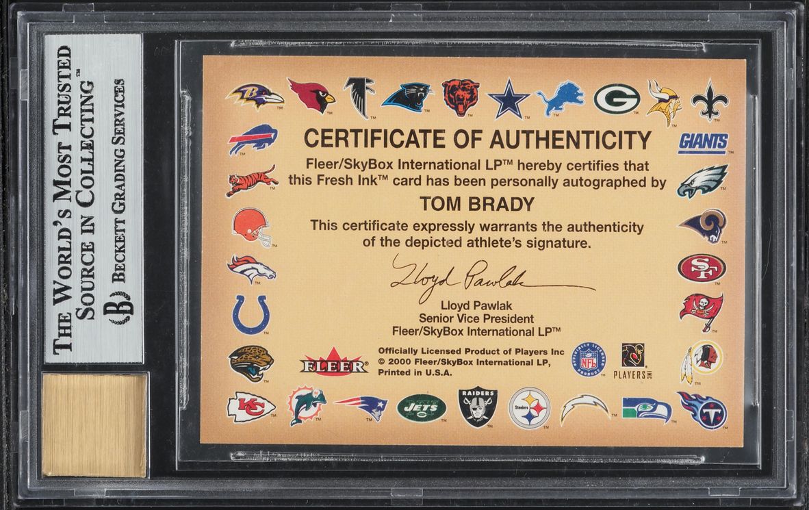 2000 Fleer Tradition Tom Brady ROOKIE AUTO BGS 8.5 NM-MT+