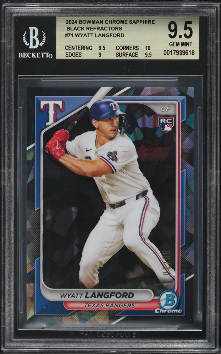 2024 Bowman Chrome Sapphire Black Refractor Wyatt Langford RC /10 #71 BGS 9.5