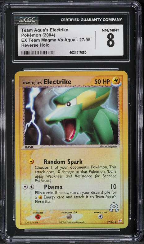 2004 Pokemon EX Team Magma Vs Aqua Reverse Holo Team Aqua's Electrike #27 CGC 8