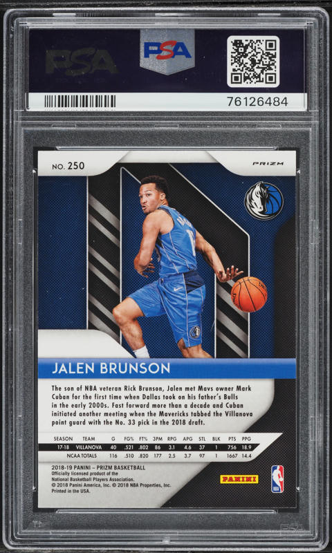2018 Panini Prizm Ruby Wave Jalen Brunson ROOKIE #250 PSA 10 GEM 