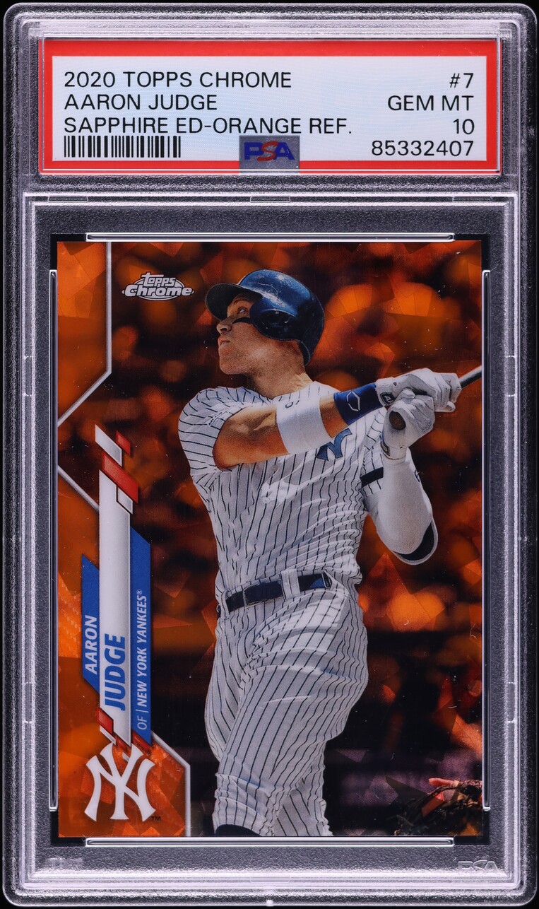 2020 Topps Chrome Sapphire Orange Refractor Aaron Judge /25 #7 PSA 10 GEM MINT