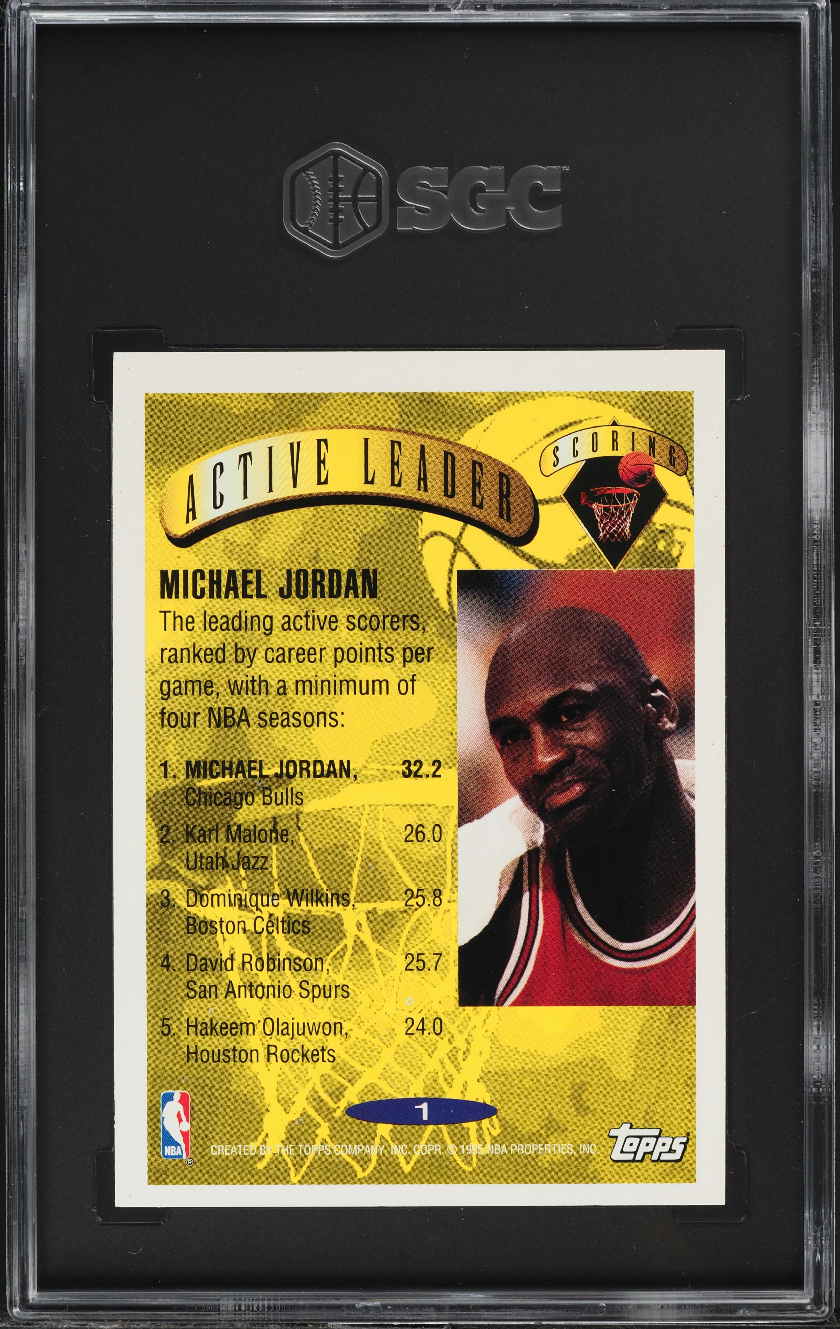 1995 Topps Active Leader Michael Jordan #1 SGC 7 NRMT on Fanatics