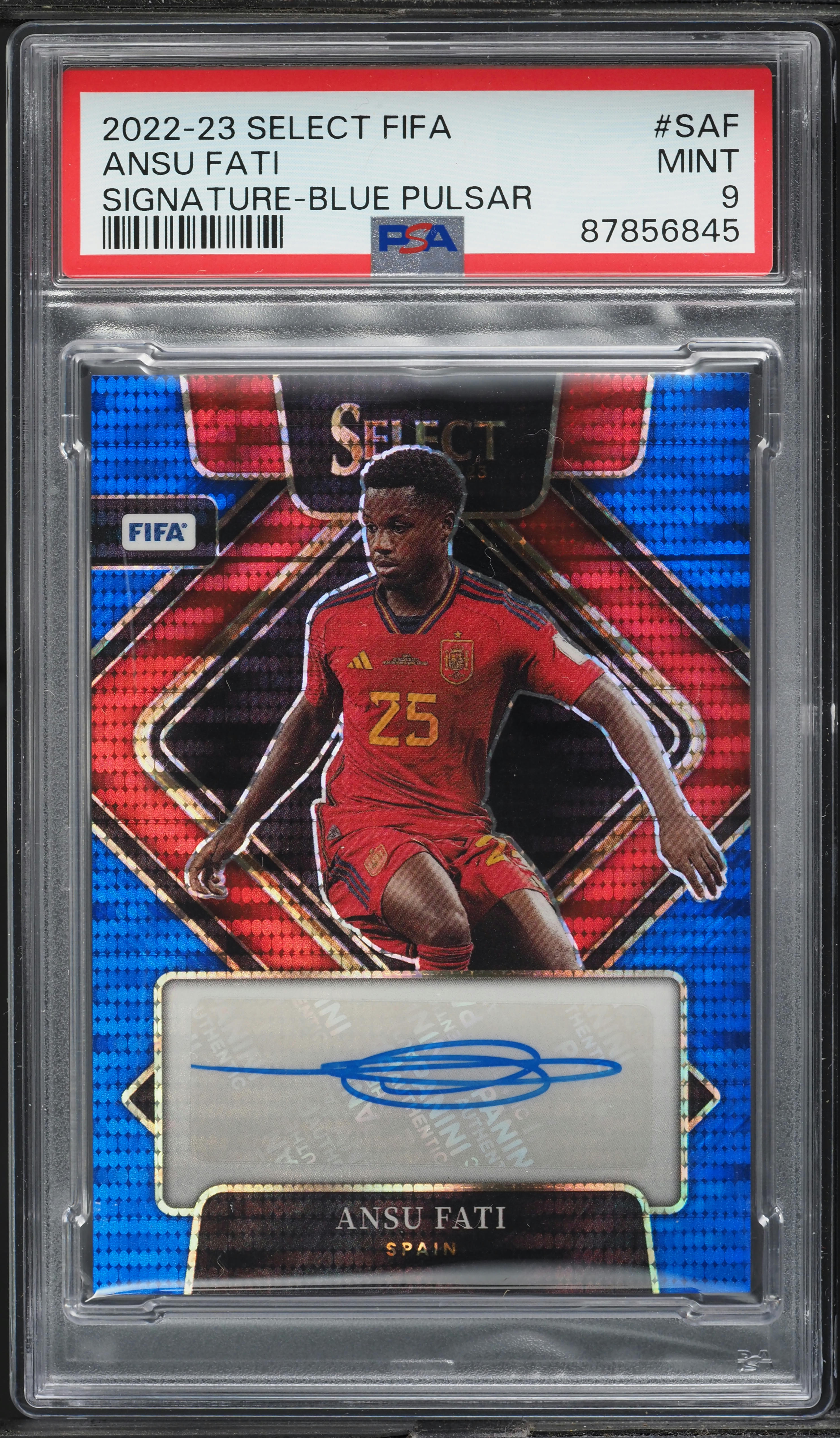 2022 Select FIFA Blue Pulsar Prizm Ansu Fati AUTO #S-AF PSA 9 MINT
