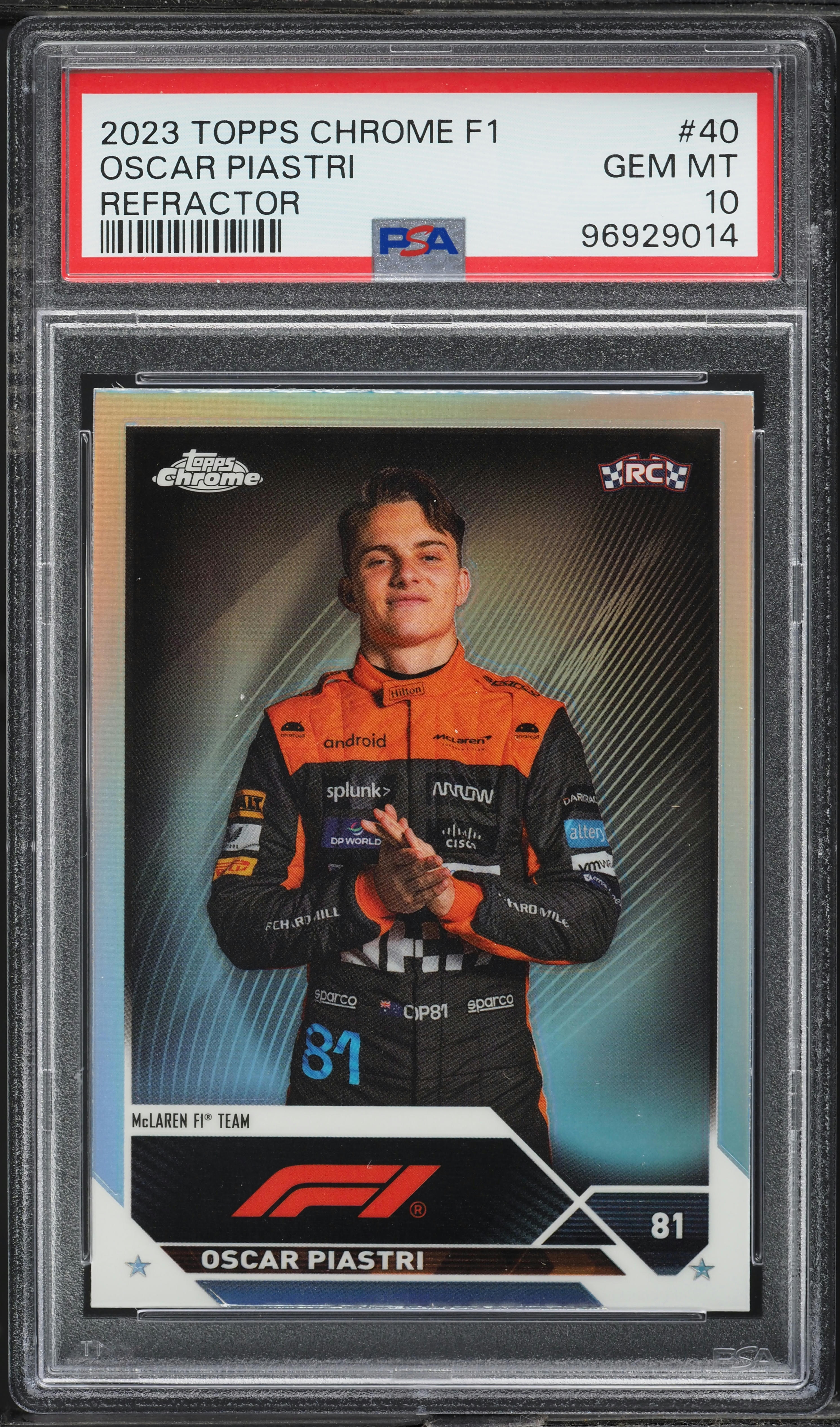2023 Topps Chrome Formula 1 F1 Refractor Oscar Piastri ROOKIE #40