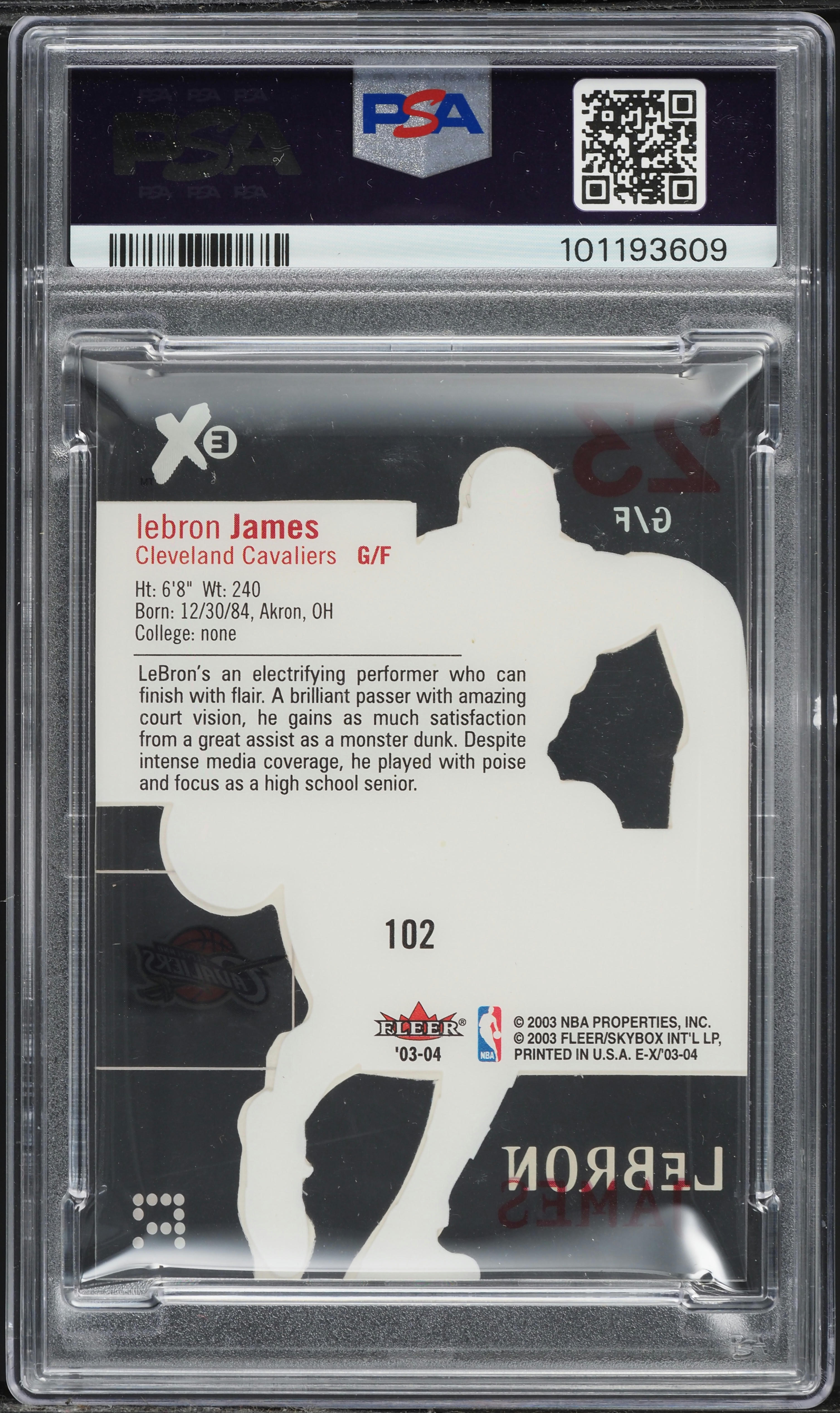 PSA9 2003 Fleer E-X レブロンジェームズ ルーキーカード PSA9 2003 Fleer E-X レブロンジェームズ ルーキーカード LeBron James