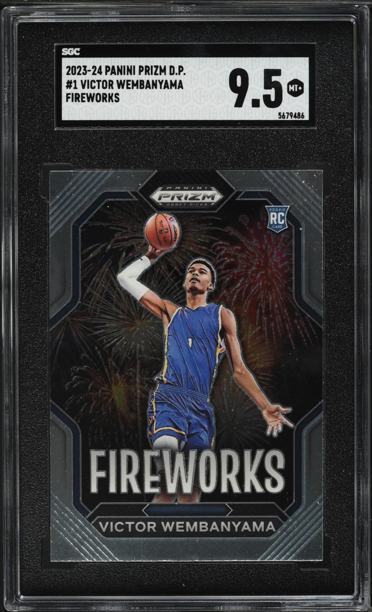 2023 Panini Prizm Draft Picks Fireworks Victor Wembanyama ROOKIE #1 SGC 9.5