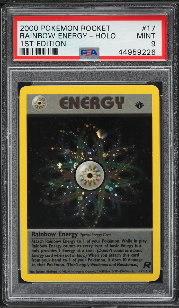 2000 Pokemon Team Rocket 1st Edition Holo Rainbow Energy #17 PSA 9