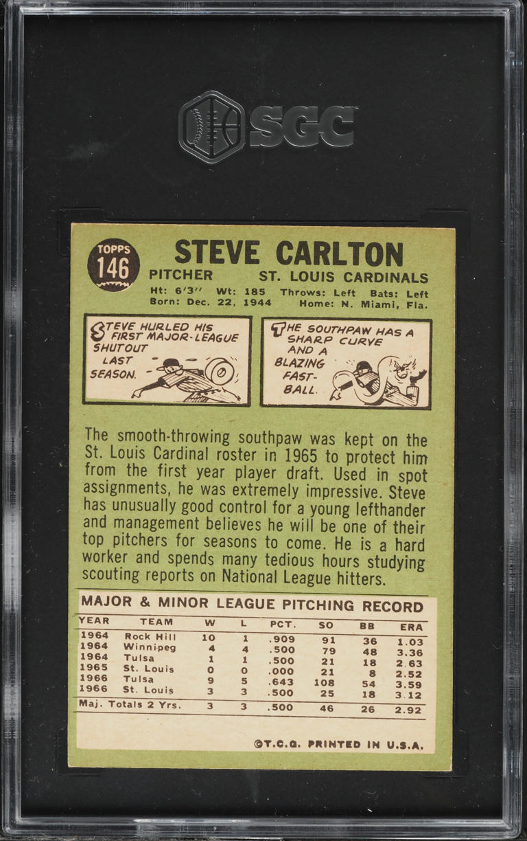 1967 Topps Steve Carlton #146 SGC 6 EXMT