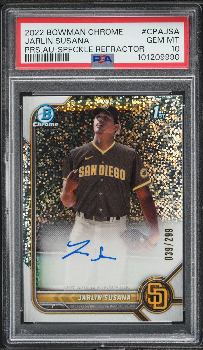 2022 Bowman Chrome Speckle Refractor Jarlin Susana PROSPECT AUTO /299 PSA 10 GEM