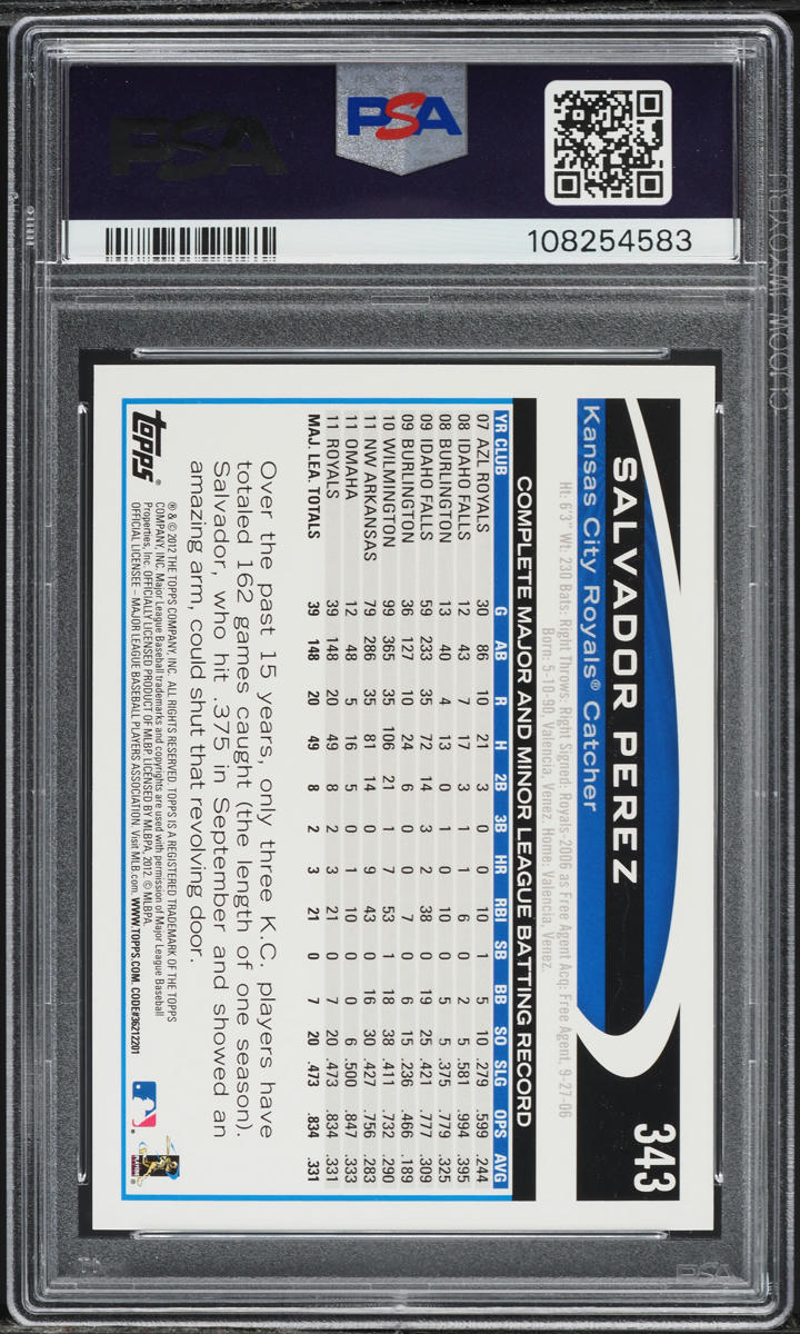 2012 Topps Gold Sparkle Salvador Perez #343 PSA 10 GEM MINT