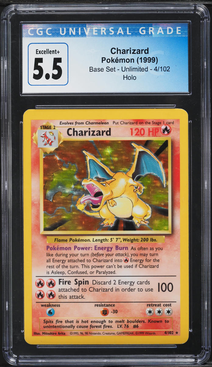 1999 Pokemon Base Set Holo Charizard #4 CGC 5.5 EX+