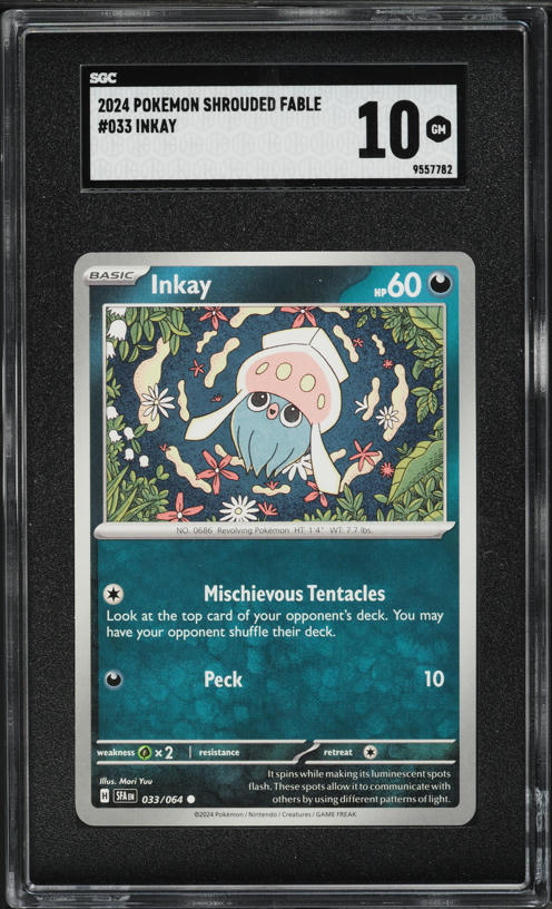 2024 Pokemon Scarlet & Violet Shrouded Fable Inkay #33 SGC 10 GEM MINT