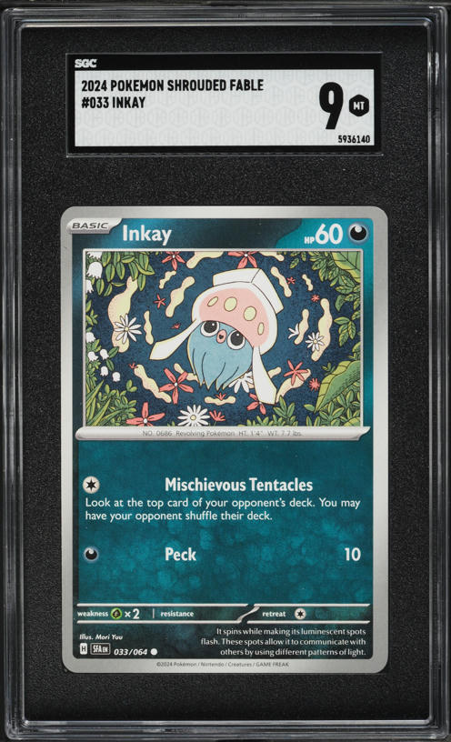 2024 Pokemon Scarlet & Violet Shrouded Fable Inkay #33 SGC 9 MINT
