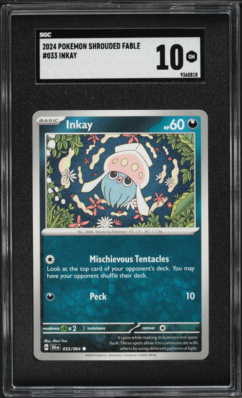2024 Pokemon Scarlet & Violet Shrouded Fable Inkay #33 SGC 10 GEM MINT