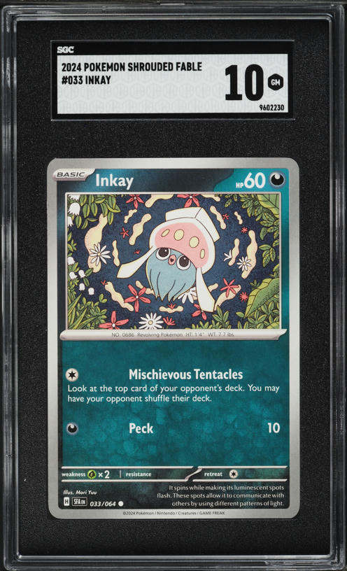 2024 Pokemon Scarlet & Violet Shrouded Fable Inkay #33 SGC 10 GEM MINT
