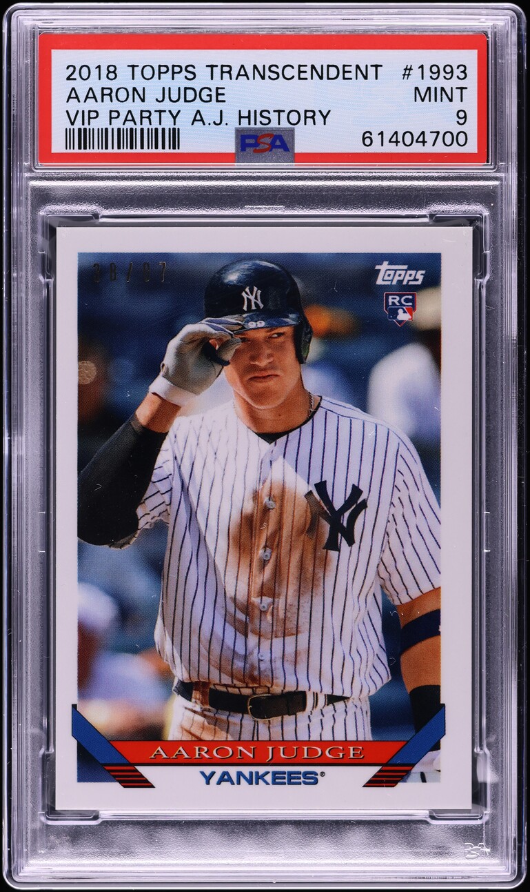 2017 Topps Transcendent Collection VIP Party History Aaron Judge RC /87 PSA 9