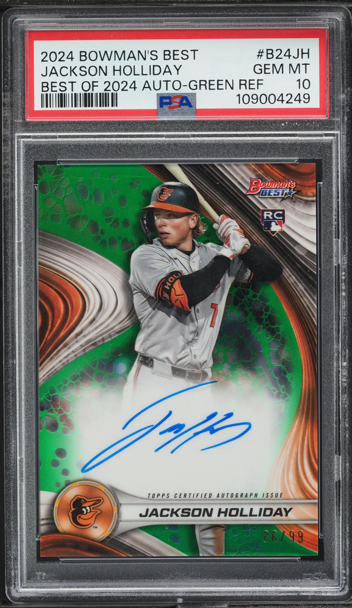 2024 Bowman's Best Green Refractor Jackson Holliday ROOKIE AUTO /99 PSA 10 GEM