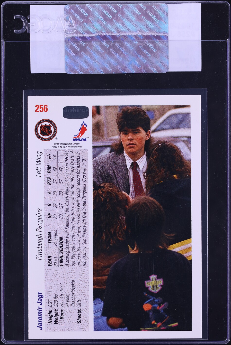 1991 Upper Deck Hockey Jaromir Jagr #256 CGC AUTH