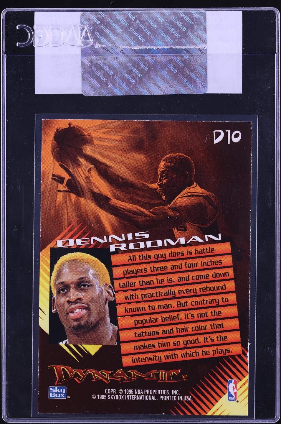 1995 Skybox Premium Dynamic Dennis Rodman #D10 CGC AUTH on