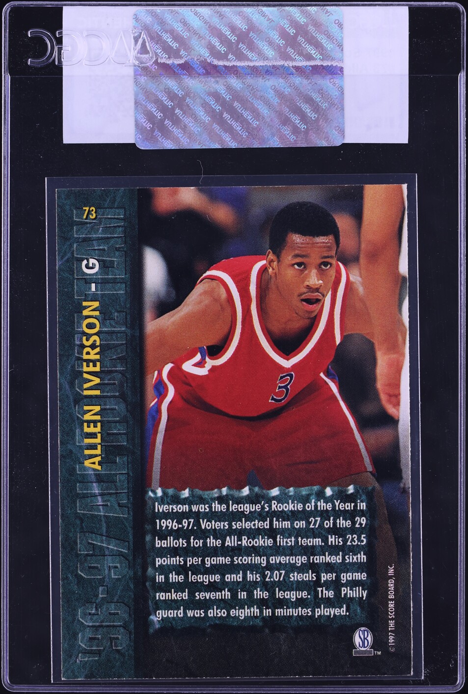 1997 Score Board Rookies Allen Iverson #73 CGC AUTH