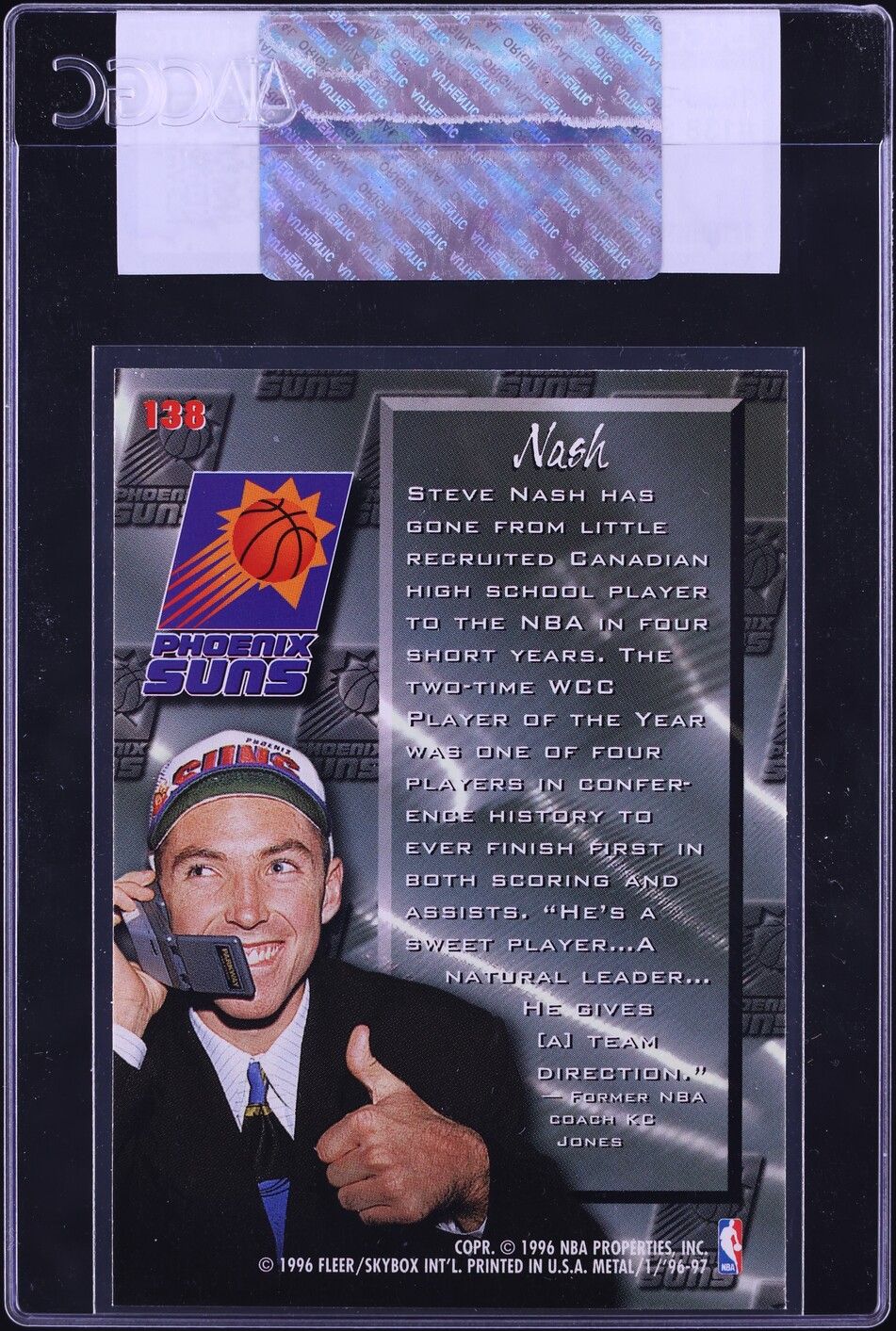 1996 Metal Basketball Steve Nash ROOKIE #138 CGC AUTH