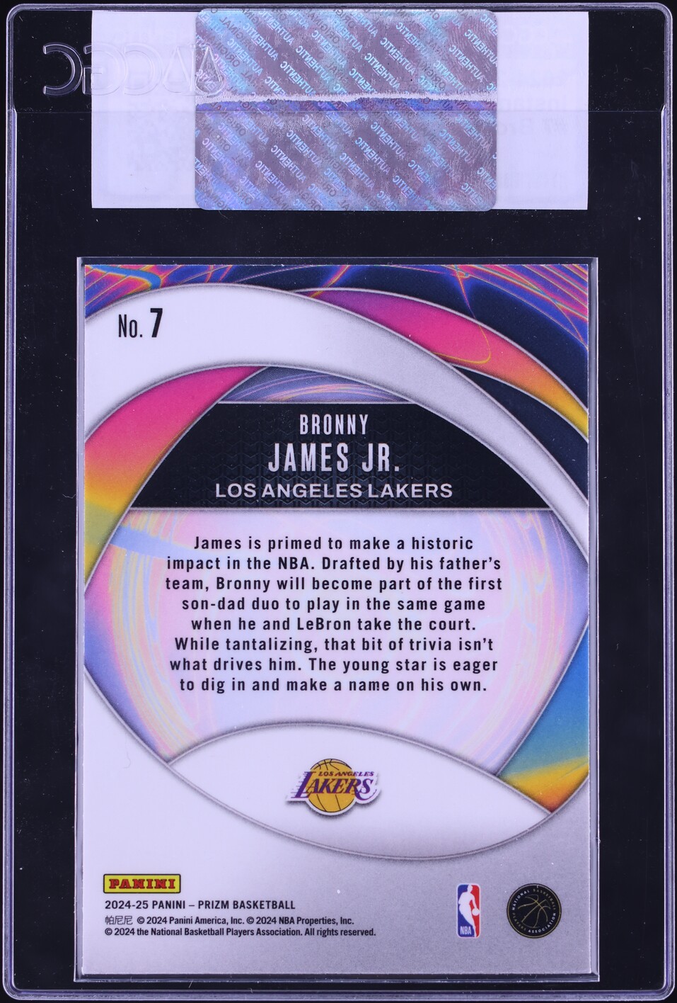2024 Panini Prizm Instant Impact Bronny James Jr. ROOKIE #7 CGC AUTH