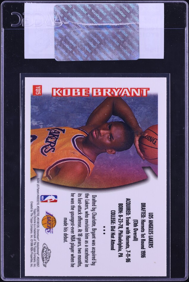 1996 Topps Chrome Youthquake Kobe Bryant ROOKIE #YQ15 CGC AUTH on