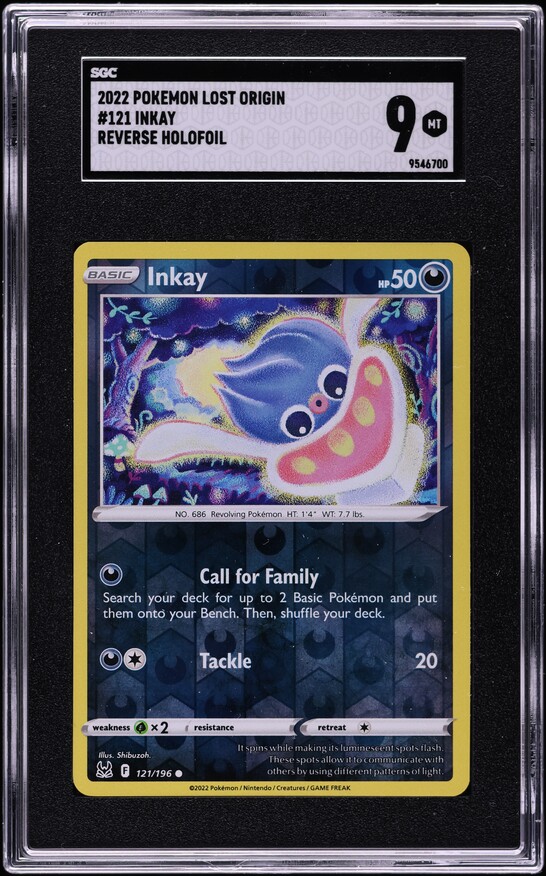 2022 Pokemon Sword & Shield Lost Origin Reverse Holo Inkay #121 SGC 9 MINT