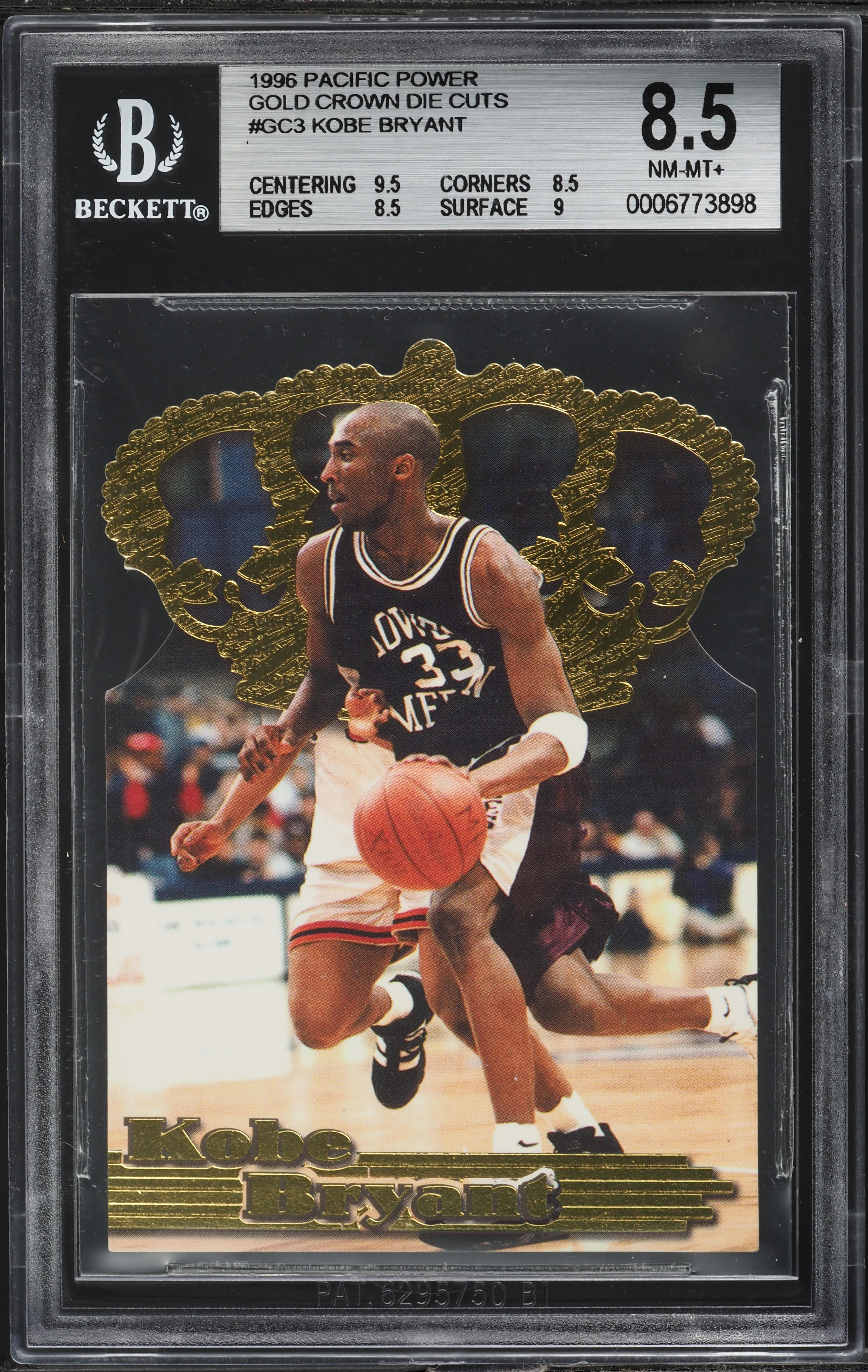 1996 Pacific Power Gold Crown Die-Cuts Kobe Bryant ROOKIE #GC-3 
