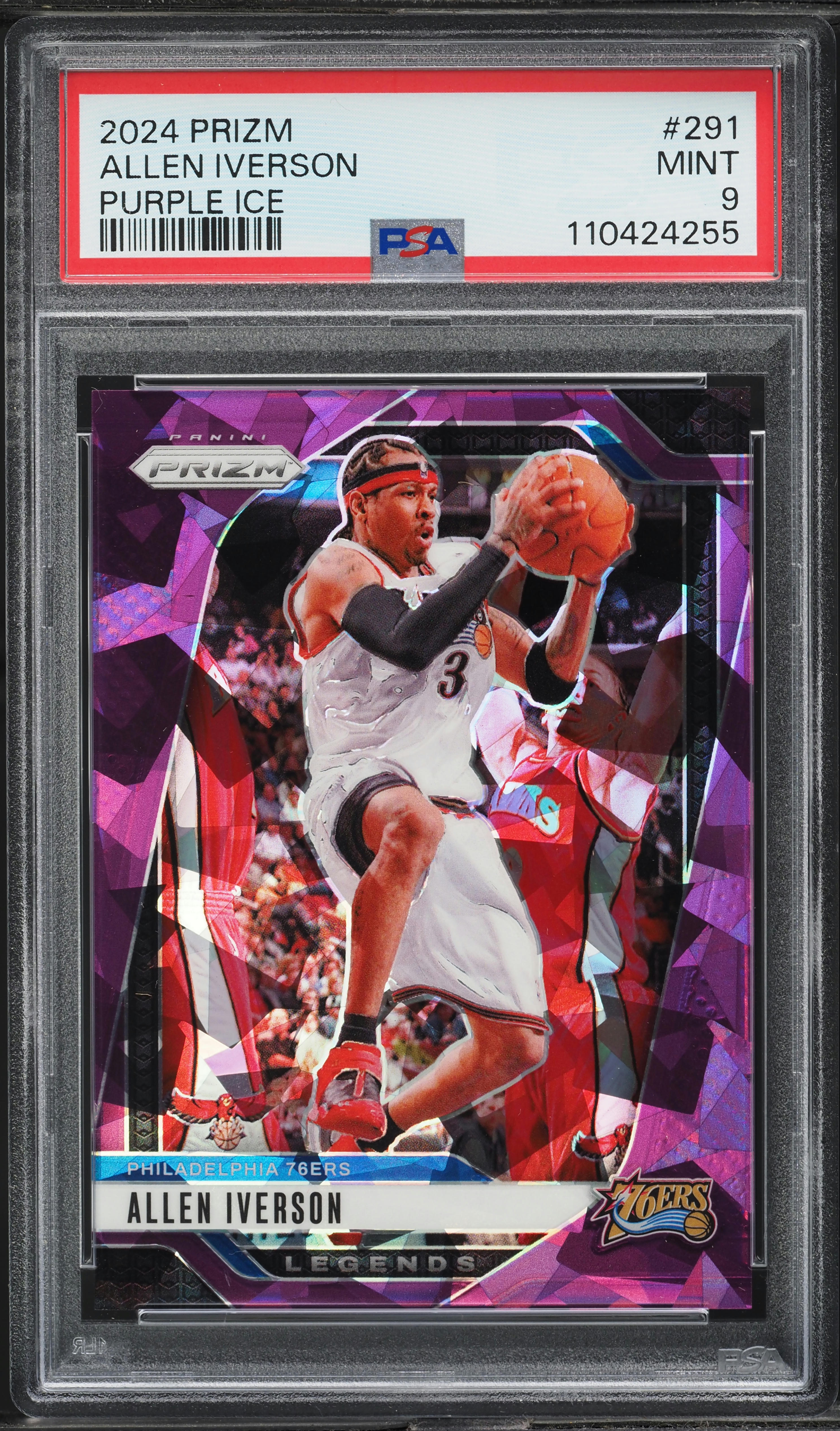 2024 Panini Prizm Purple Ice Allen Iverson /149 #291 PSA 9 MINT on